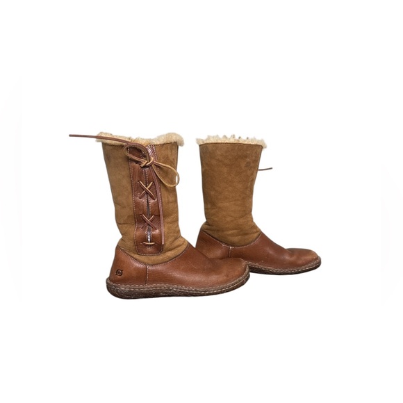 BORN Yuma Lace up Leather Boots with Shearling Lining Size 9/40.5 - Picture 1 of 9